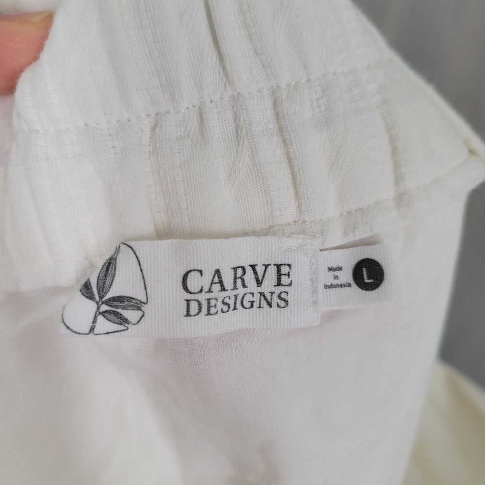 Carve Designs Midi Dress Womens Large White Organic Cotton Tie Back NWT Rayne - Picture 9 of 13